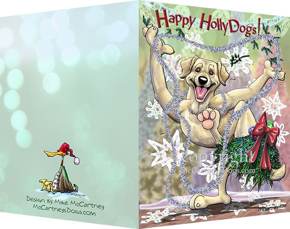 Labrador Retriever - Yellow - Happy Holly Dog Pine Skirt - Christmas Card