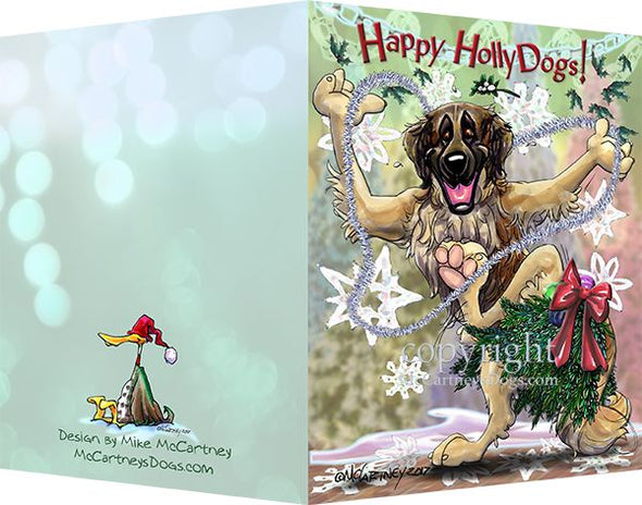Leonberger - Happy Holly Dog Pine Skirt - Christmas Card