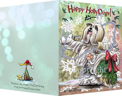 Lhasa Apso - Happy Holly Dog Pine Skirt - Christmas Card
