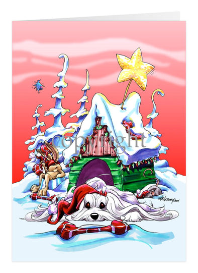 Maltese - Doghouse - Christmas Card