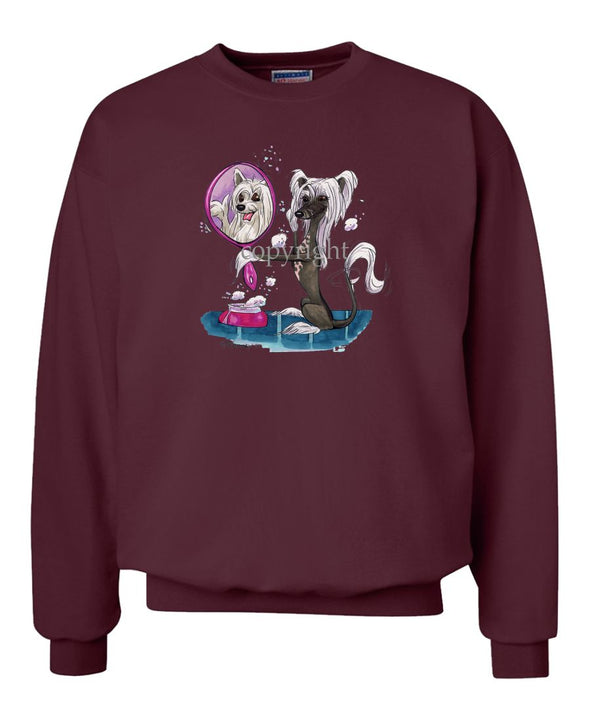 Chinese Crested - Looking In Mirror - Caricature - Sweatshirt