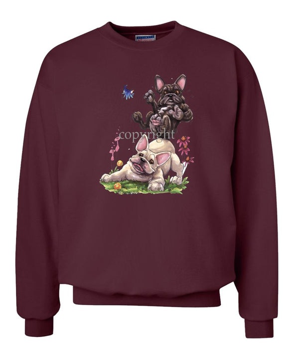French Bulldog - Group Sitting On Each Other - Caricature - Sweatshirt