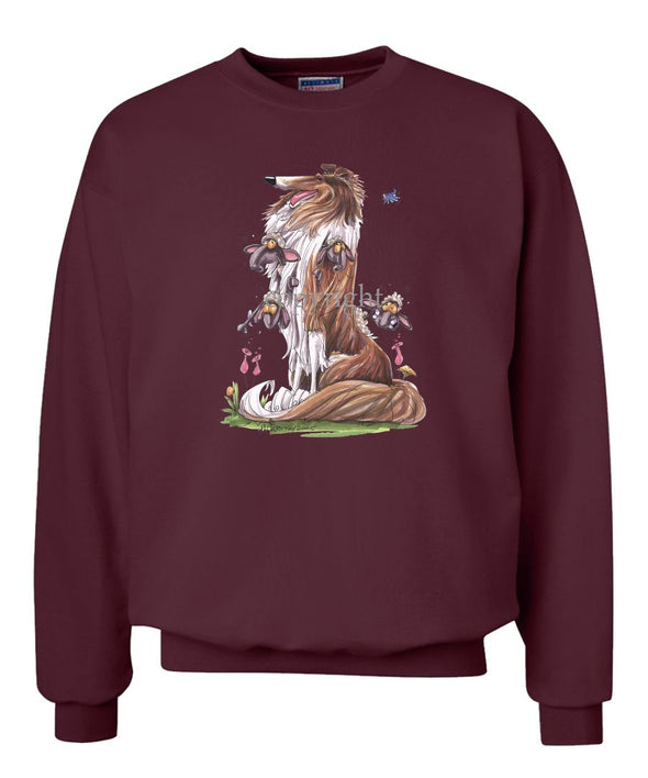 Collie - Sitting With Sheep In Fur - Caricature - Sweatshirt