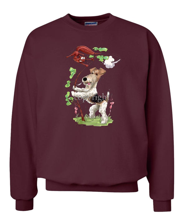 Wire Fox Terrier - Shaking Fox In Tree - Caricature - Sweatshirt