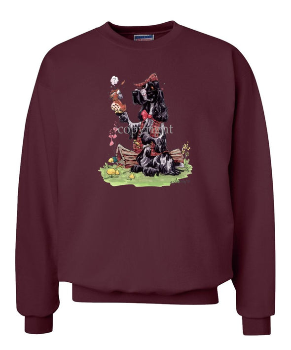 English Cocker Spaniel - Holding Quail - Caricature - Sweatshirt