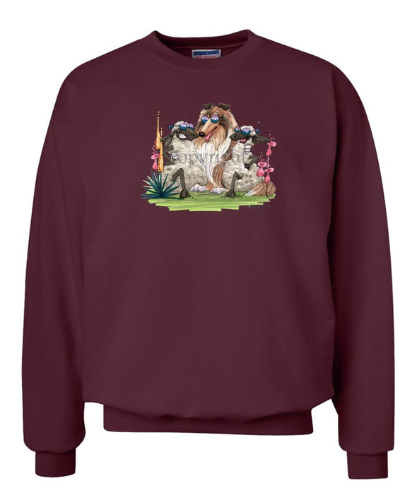 Collie - Hugging Sheep - Caricature - Sweatshirt