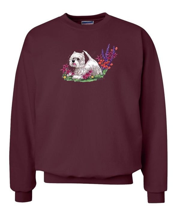West Highland Terrier - Flowers - Caricature - Sweatshirt