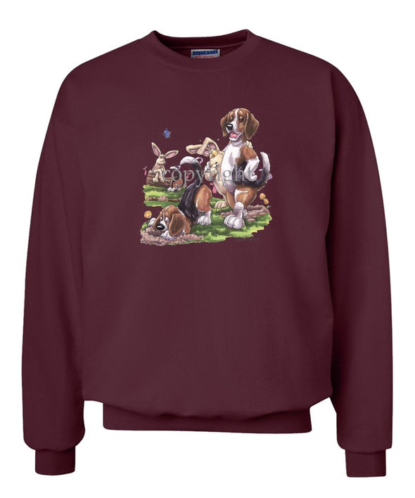 Beagle - Digging With Rabbits - Caricature - Sweatshirt