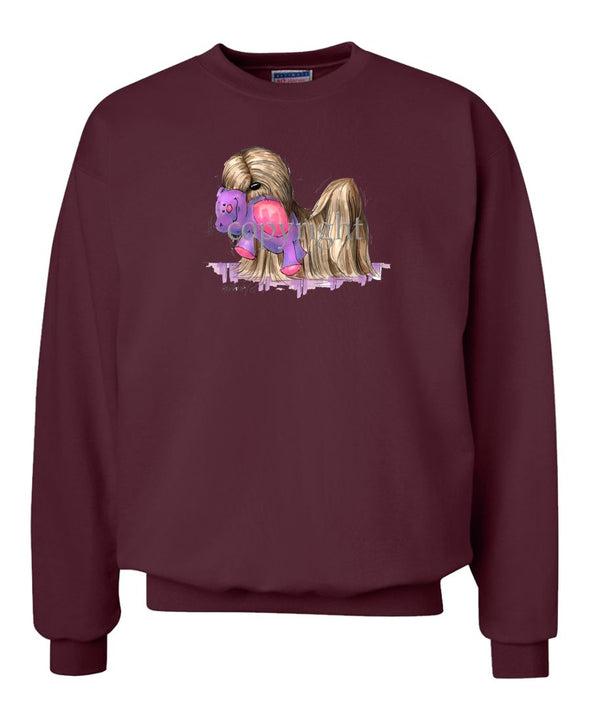 Lhasa Apso - With Toy Bear - Caricature - Sweatshirt