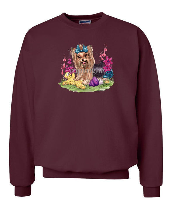 Yorkshire Terrier - Toys Turquoise Ribbon - Caricature - Sweatshirt
