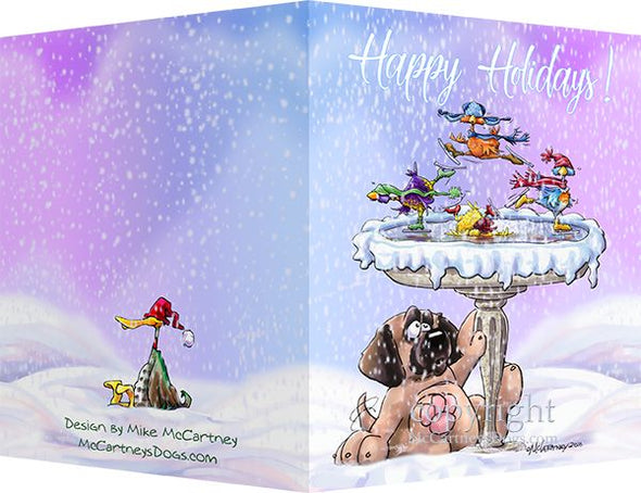 Mastiff - Frozen Bird Bath - Christmas Card
