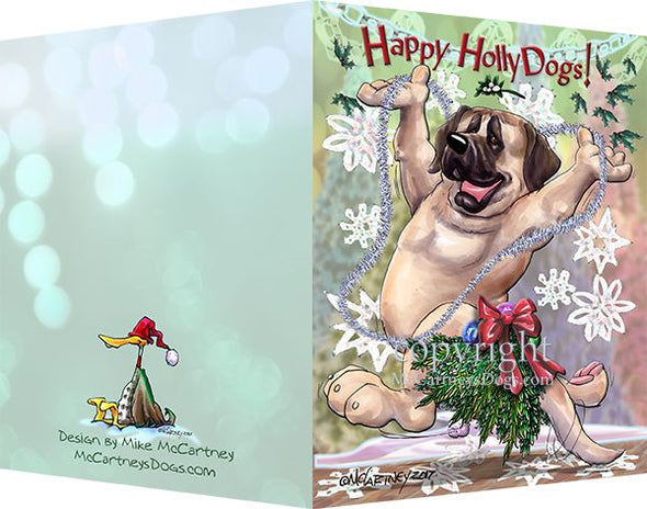 Mastiff - Happy Holly Dog Pine Skirt - Christmas Card