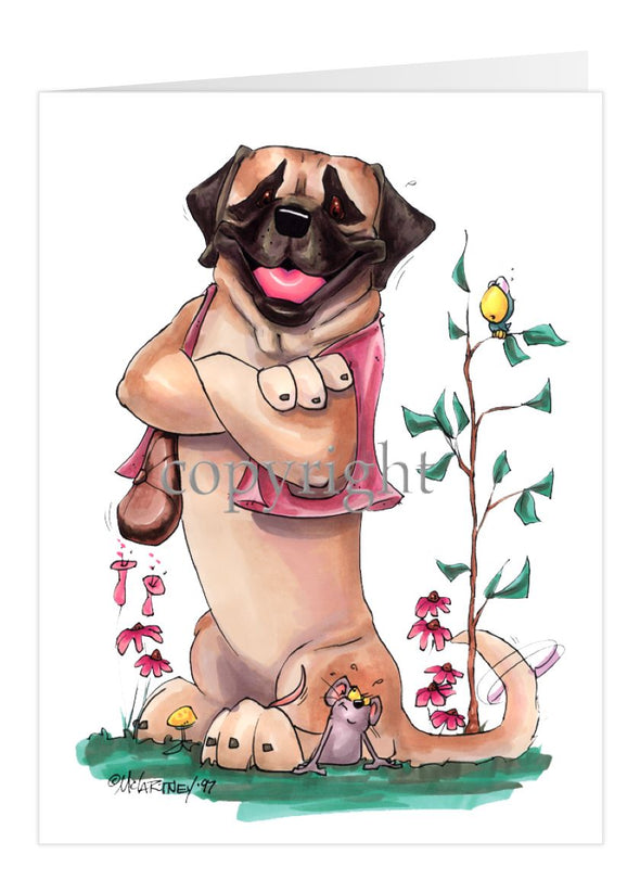 Mastiff - Sitting With Vest On - Caricature - Card