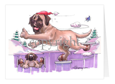 Mastiff - Skating - Christmas Card