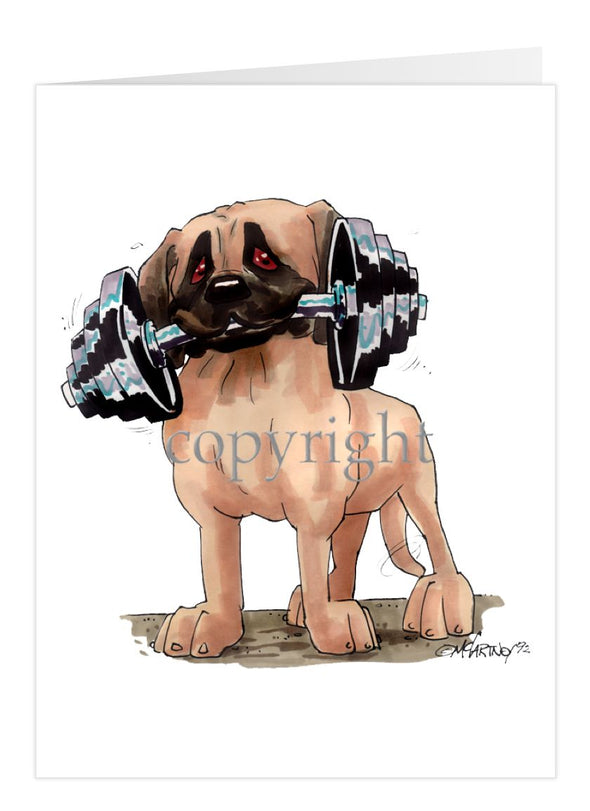 Mastiff - With Dumbell - Caricature - Card