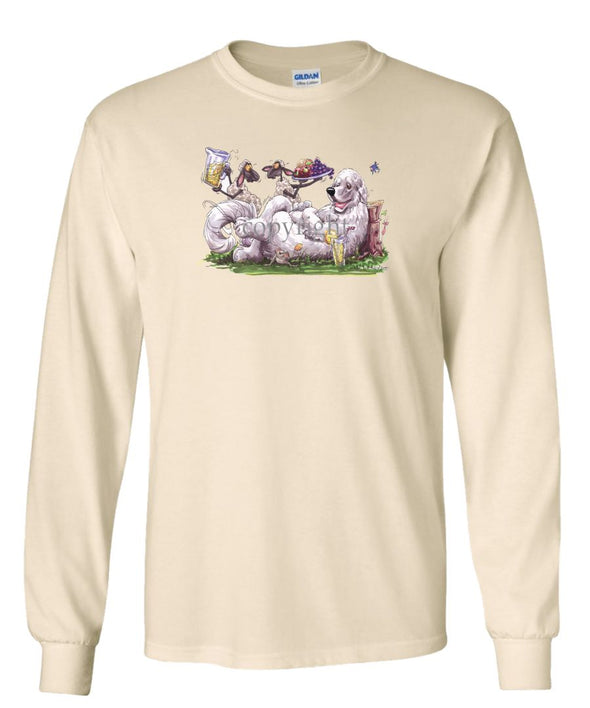 Great Pyrenees - Sheep Serving Lemonade And Fruit Plate - Caricature - Long Sleeve T-Shirt