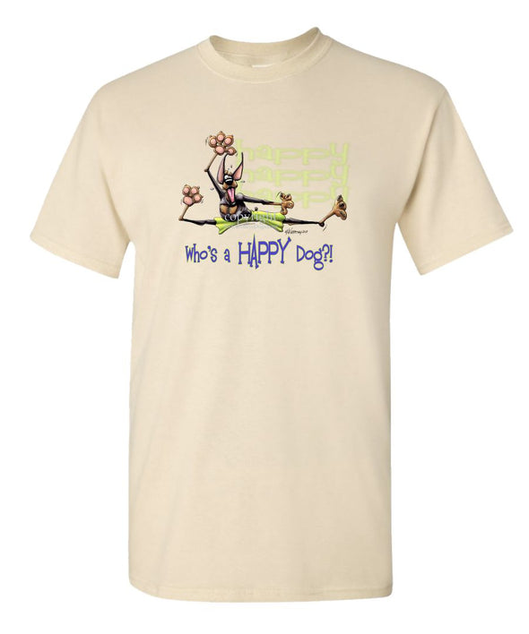 Doberman Pinscher - Who's A Happy Dog - T-Shirt