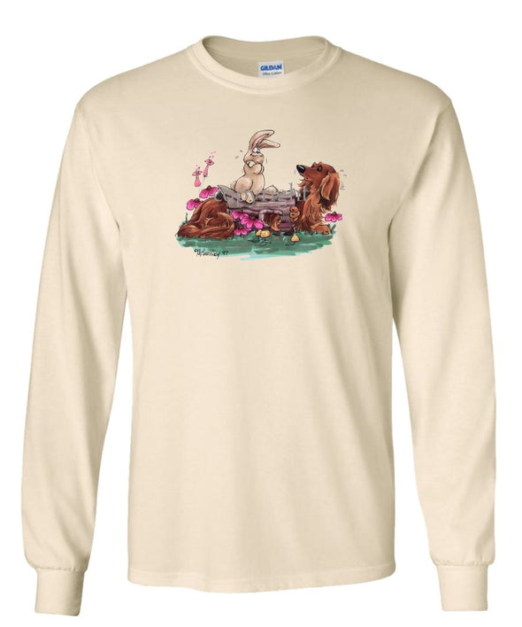 Dachshund  Longhaired - Hollow Log - Caricature - Long Sleeve T-Shirt