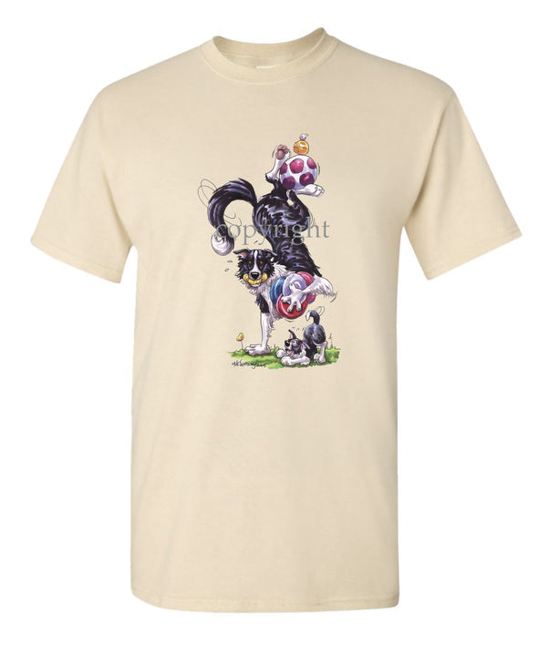 Border Collie - Hand Stand With Toys - Caricature - T-Shirt