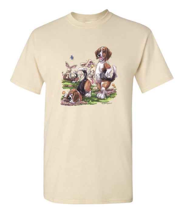 Beagle - Digging With Rabbits - Caricature - T-Shirt