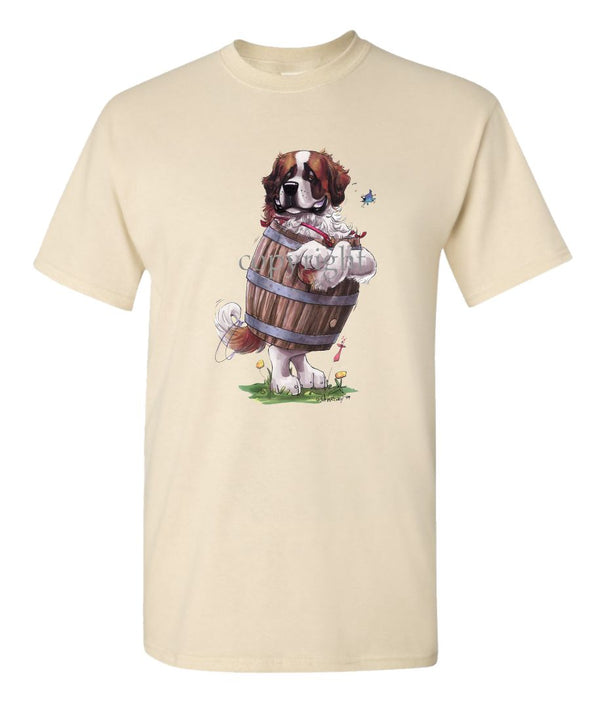 Saint Bernard - Standing In Barrel - Caricature - T-Shirt