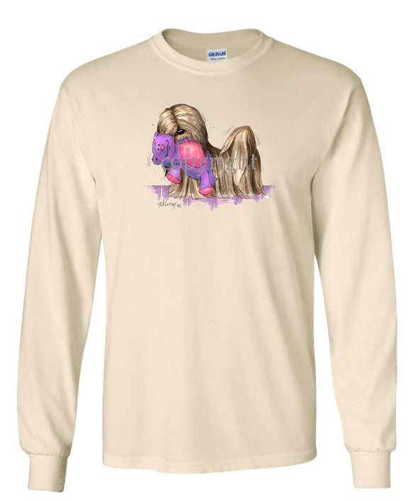 Lhasa Apso - With Toy Bear - Caricature - Long Sleeve T-Shirt
