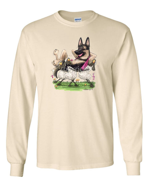 German Shepherd - Carried By Sheep - Caricature - Long Sleeve T-Shirt