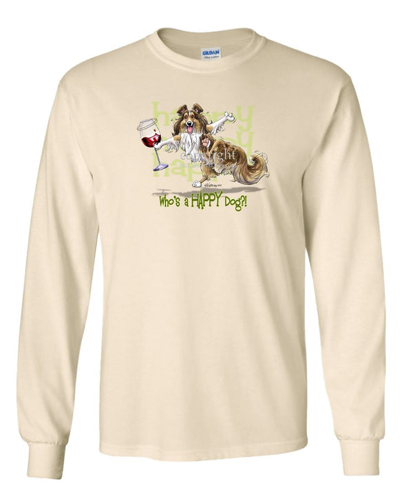 Shetland Sheepdog - 2 - Who's A Happy Dog - Long Sleeve T-Shirt