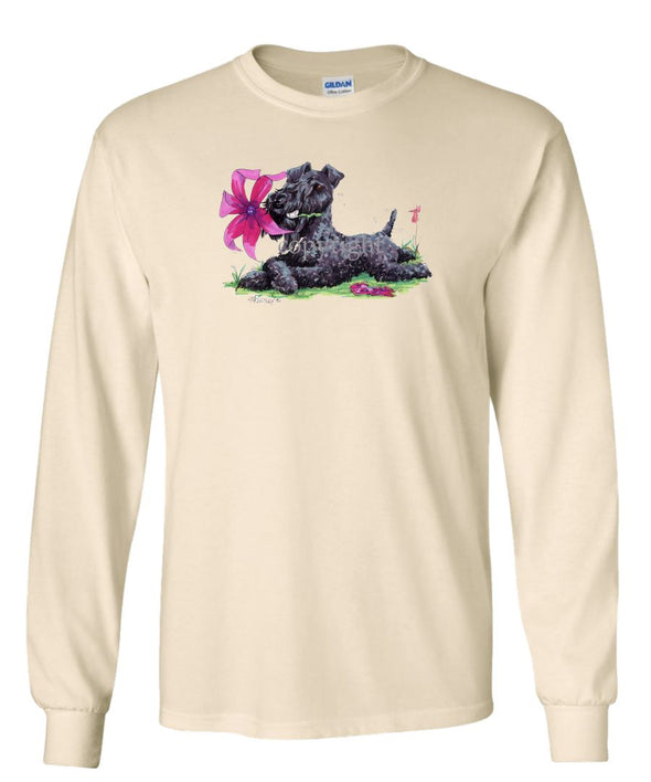 Kerry Blue Terrier - Flower - Caricature - Long Sleeve T-Shirt