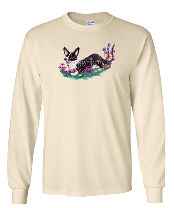 Welsh Corgi Cardigan - Flowers - Caricature - Long Sleeve T-Shirt