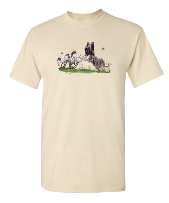 Briard - Pushing Sheep - Caricature - T-Shirt