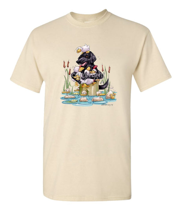 Flat Coated Retriever - Waders - Caricature - T-Shirt