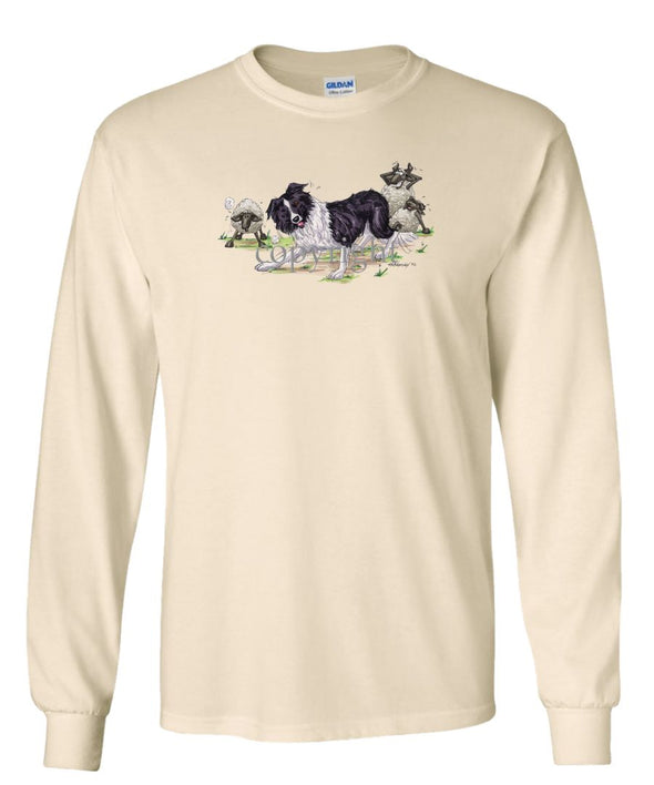 Border Collie - Herding Sheep - Caricature - Long Sleeve T-Shirt