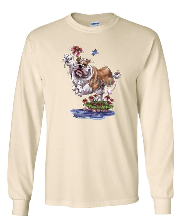Bulldog - With Flower - Caricature - Long Sleeve T-Shirt