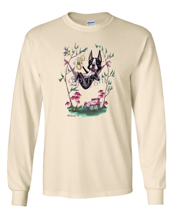 Boston Terrier - Hammock - Caricature - Long Sleeve T-Shirt