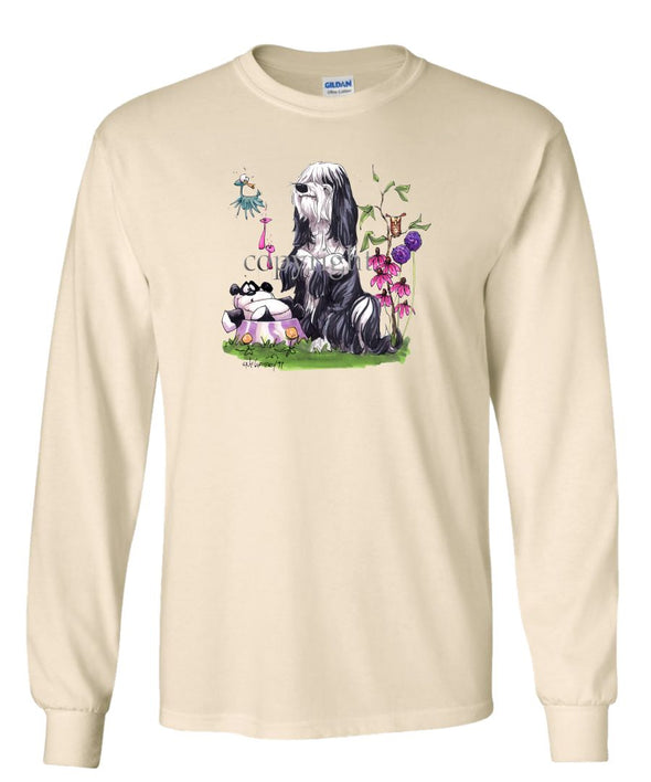 Tibetan Terrier - Panda In Dish - Caricature - Long Sleeve T-Shirt