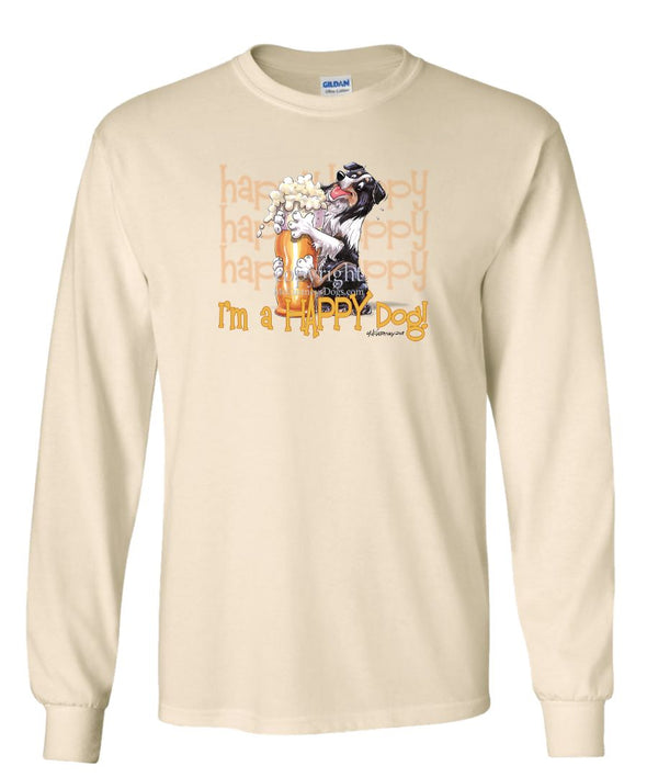 Australian Shepherd  Black Tri - 2 - Who's A Happy Dog - Long Sleeve T-Shirt