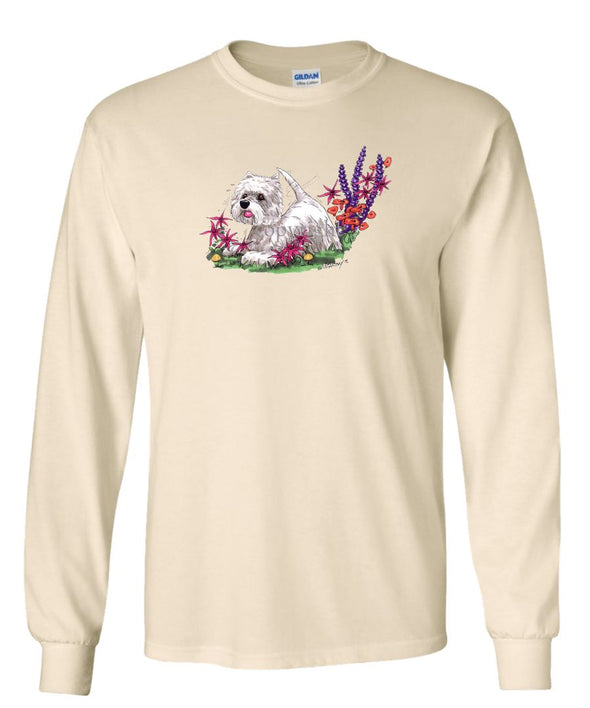 West Highland Terrier - Flowers - Caricature - Long Sleeve T-Shirt