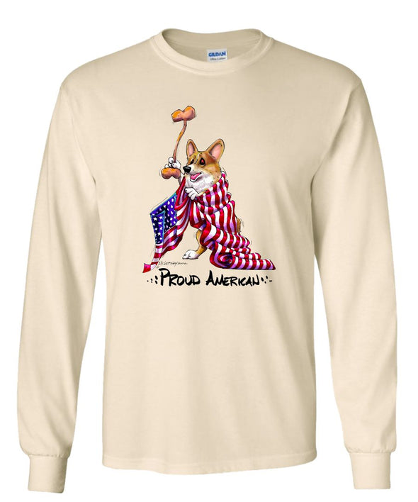 Welsh Corgi Pembroke - Proud American - Long Sleeve T-Shirt