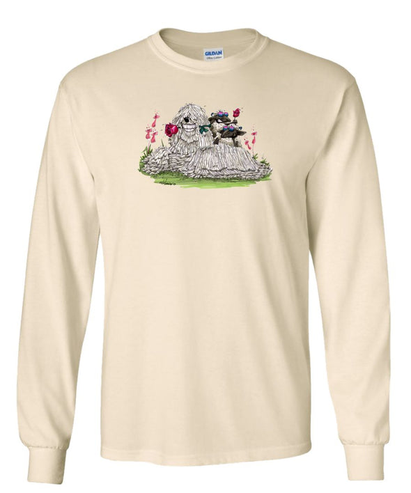 Komondor - With Rose - Caricature - Long Sleeve T-Shirt