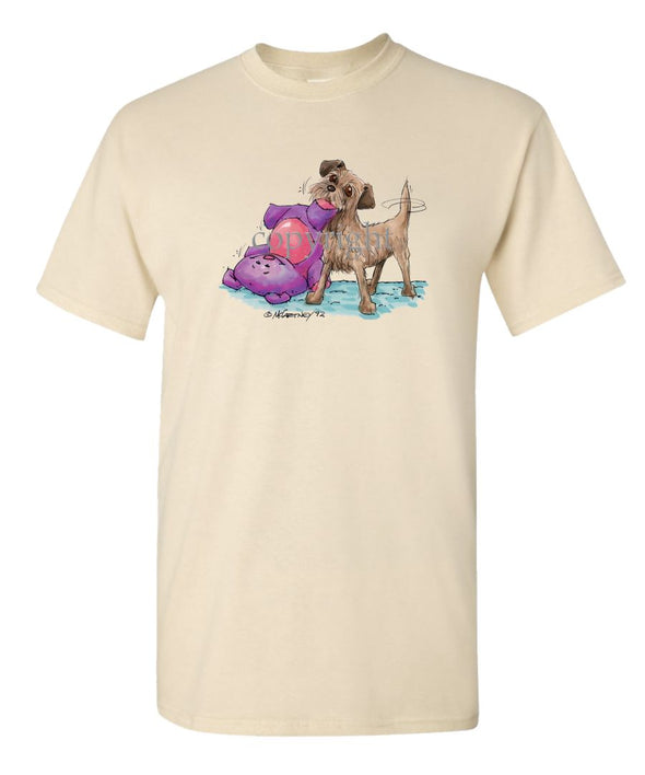 Border Terrier - With Stuffed Toy - Caricature - T-Shirt