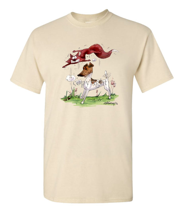 Smooth Fox Terrier - With Fox - Caricature - T-Shirt
