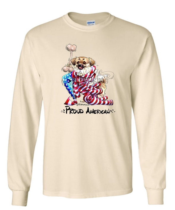Tibetan Spaniel - Proud American - Long Sleeve T-Shirt