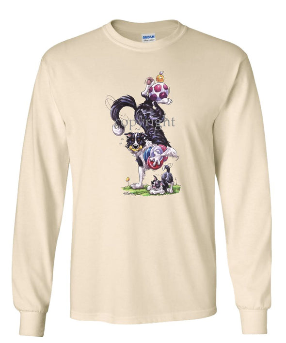 Border Collie - Hand Stand With Toys - Caricature - Long Sleeve T-Shirt