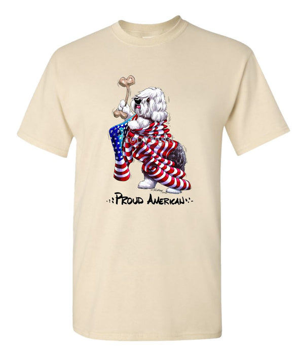 Old English Sheepdog - Proud American - T-Shirt