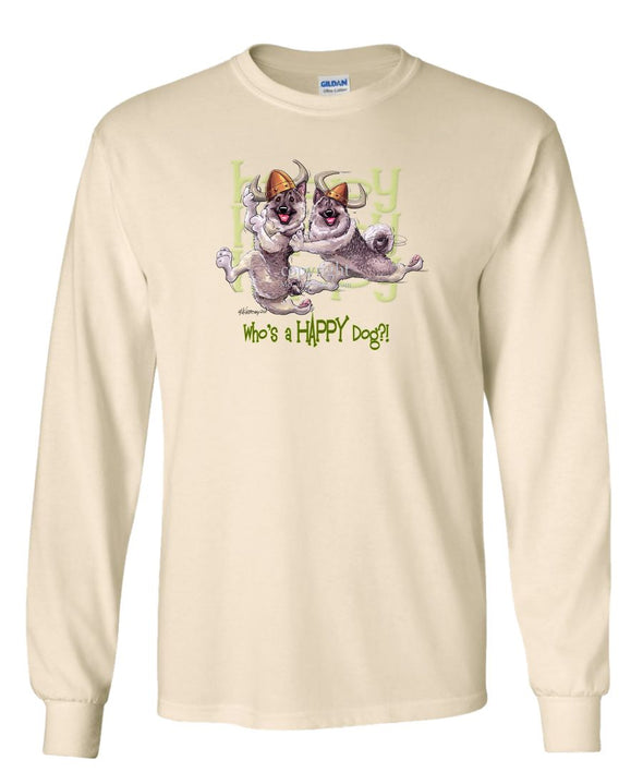 Norwegian Elkhound - Who's A Happy Dog - Long Sleeve T-Shirt