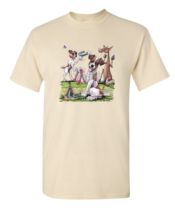 Jack Russell Terrier - Group Playing Horseshoes - Caricature - T-Shirt