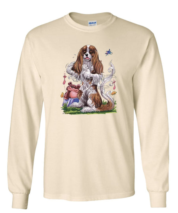 Cavalier King Charles - Sitting Teddy Bear - Caricature - Long Sleeve T-Shirt