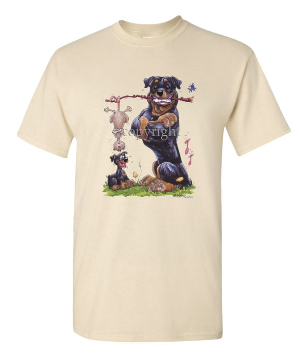 Rottweiler - Holding Branch Possum - Caricature - T-Shirt