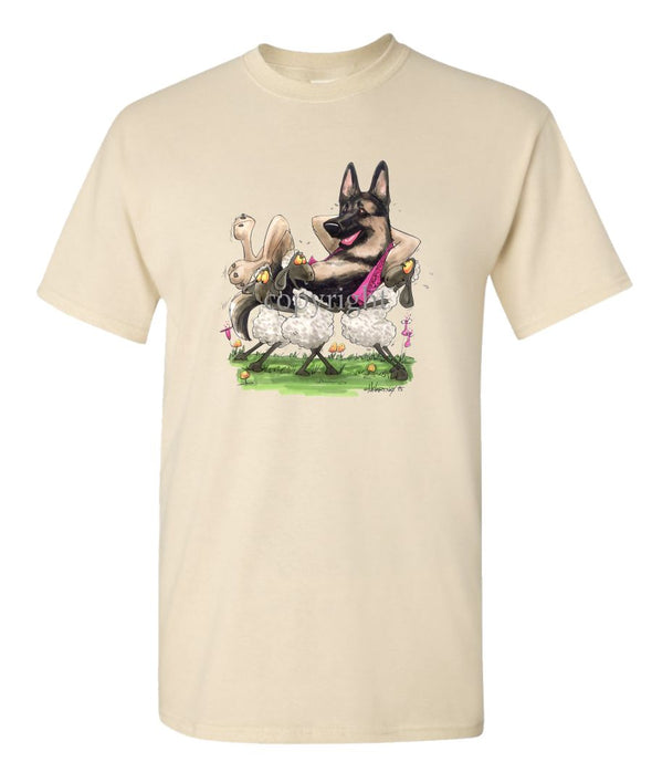 German Shepherd - Carried By Sheep - Caricature - T-Shirt